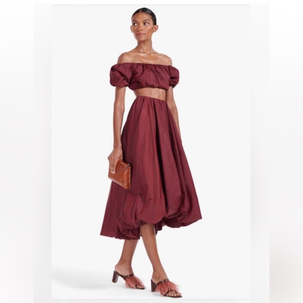 STAUD burgundy Mariposa bubble balloon skirt medium
